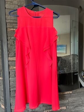BCBGeneration Red Ruffle Shift Mini Dress
